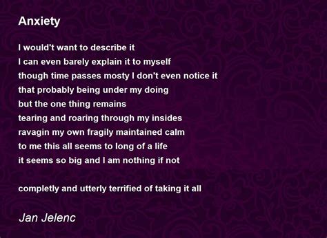 Anxiety By Jan Jelenc Anxiety Poem
