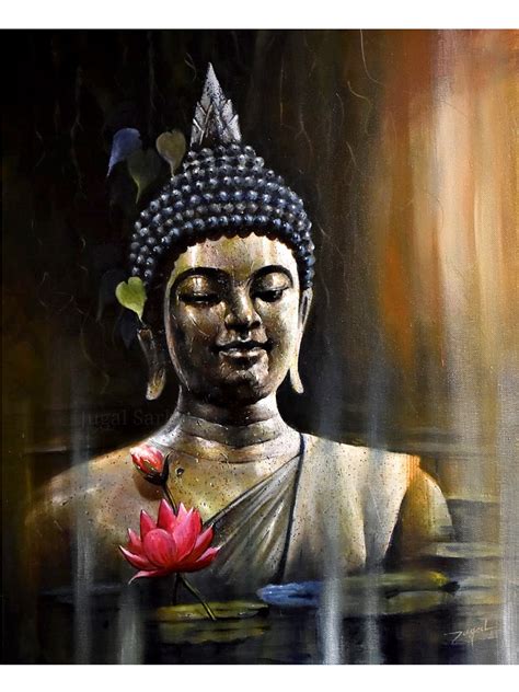 Immersed Buddha Acrylic On Canvas Painting By Jugal Sarkar Exotic