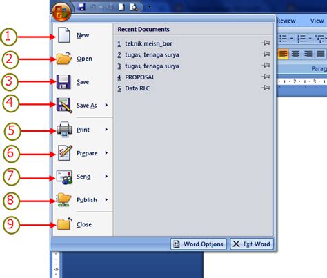 Mengenal Fungsi Menu Di Office Button Microsoft Word Panduan