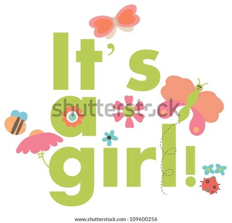 Baby Girl Announcement Card Stock Vector Royalty Free 109600256