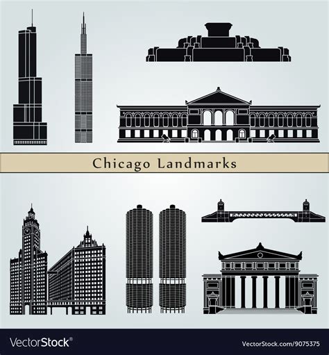 Chicago Landmarks And Monuments Royalty Free Vector Image