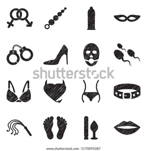Sex Fetish Icons Black Scribble Design Stock Vector Royalty Free