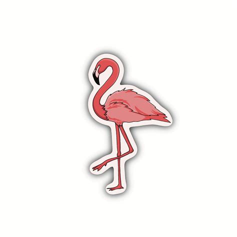 Pink Flamingo Sticker Glossy Sticker Waterproof Sticker Etsy