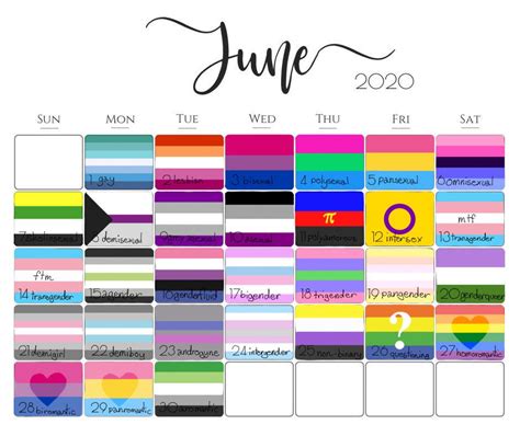 Many pride events were canceled last year to slow the find out more about the listed events in is their pride month calendar for this year. 2020 Pride Month Calendar by u/Tinituss : omnisexual