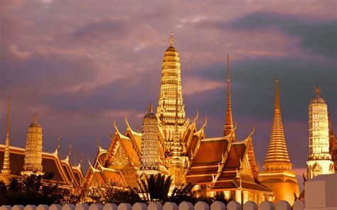 Gold Temple Of Emerald Buddha Trees Bangkok Thailand