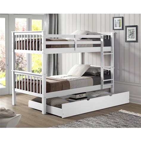 Manor Park Solid Wood Twin Bunk Bed With Trundle Bed White Walmart