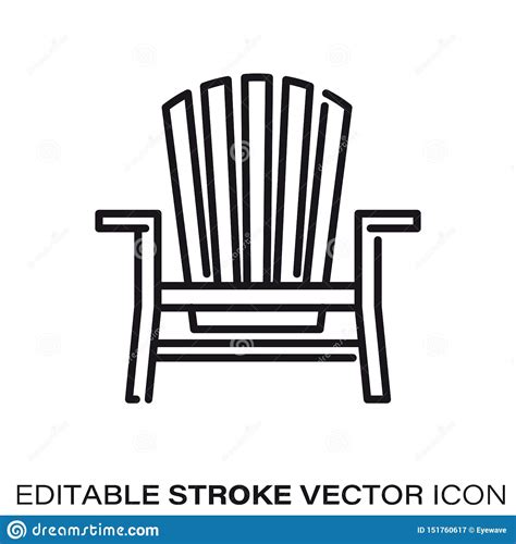 Adirondack Chair Vector Line Icon Stock Vector Illustration Of Symbol
