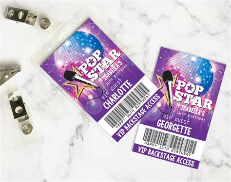 Pop Star Party Vip Badge Party Like A Pop Star Rock N Roll Etsy