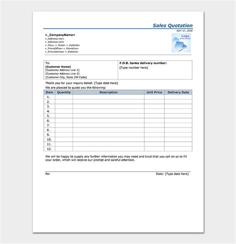 Quotation Template In Word 25 Samples And Formats