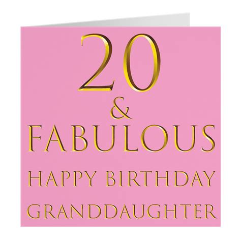 Granddaughter 20th Birthday Card 20 And Fabulous Happy Etsy