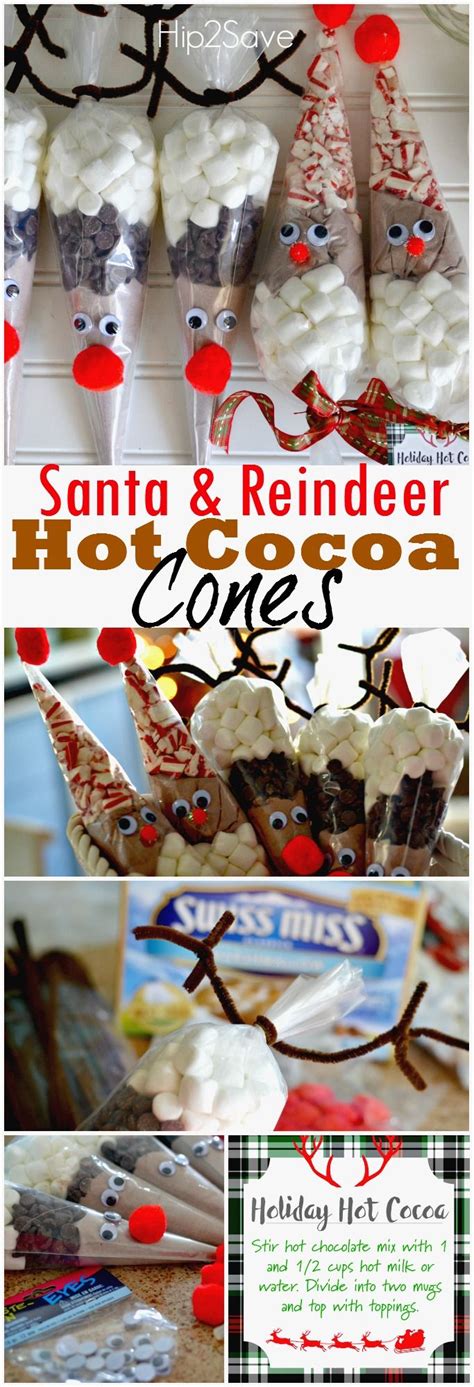 Santa And Reindeer Hot Cocoa Cones Easy Holiday Craft