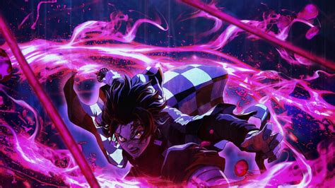 Download, share or upload your own one! Demon Slayer Tanjiro Kamado Around Purple Lightning With ...