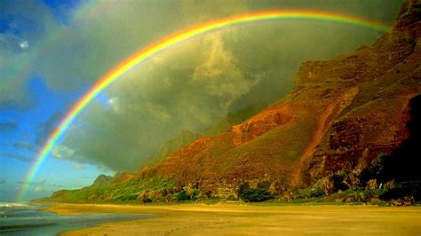 Free Download Beautiful Rainbow Nature Mountain Hd Wallpaper Full Hd