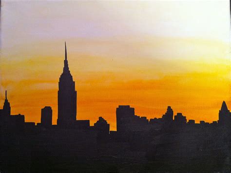 Skyline Paintings With Images Skyline Painting Silhouette Painting