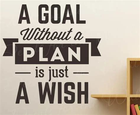 Goal Without Plan Is A Wish Inspirational Vinyl Wall Art Sticker Decal