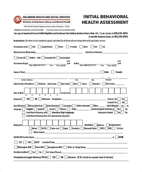 Mental Health Assessment Forms Pdf Bank2home Com