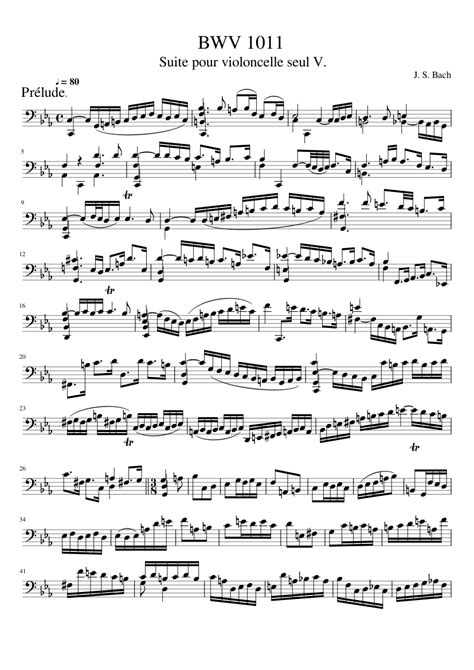 Bwv 1011 Cello Suite No5 In C Minor A 415 Hz Harp Sound Sheet