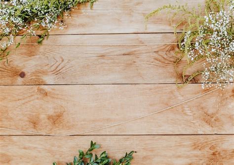 Premium Photo Light Wood Decorated With Plants And Flowers Wooden