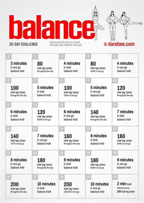 Balance Challenge 30 Day Workout Challenge 30 Day Challenge 30 Day