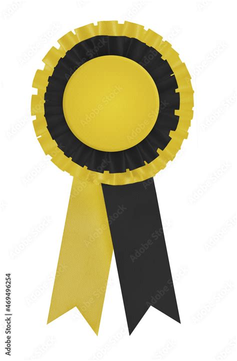 Circular Pleated Black And Yellow Winners Rosette Made From Ribbon With