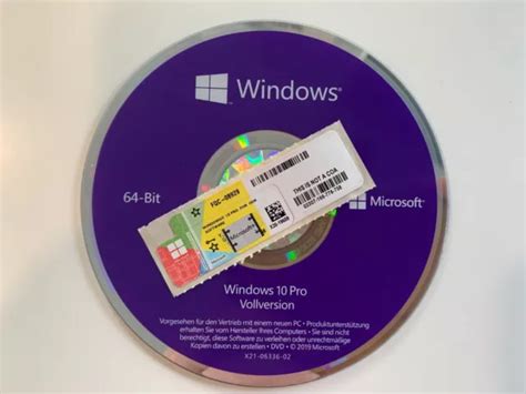 Microsoft Windows 10 Pro Key 3264 Bit 1 Produktschlüssel Dvd Eur