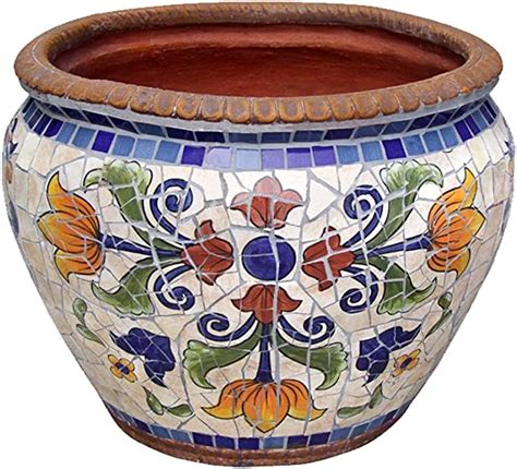 Zhky Courtyard Hand Painted Ceramic Mosaic Large Flower Pot Villa Outdoor Garden Decor Plant Pot