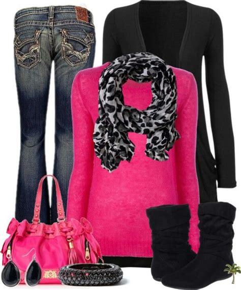 Love The Black And Hot Pink Casual Outfits Clothes Fashion
