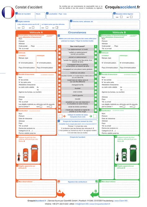 Constat Amiable D Accident Constat D Accident Européen