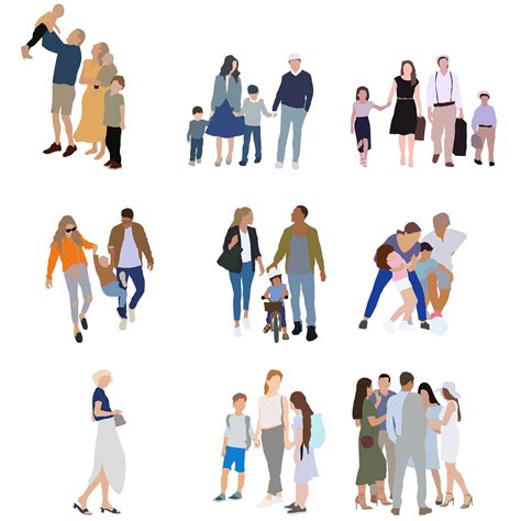 Flat Vector Cutout People 81 Pieces Transparent Png Digital