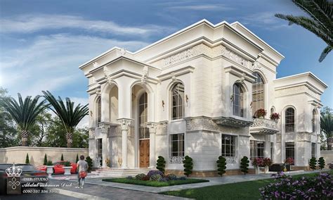 classic villa with white stone on Behance | Classic villa, Classic exterior, Luxury exterior