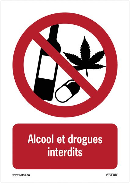 Panneaux Et Autocollant A2 A3 A4 A5 Alcool Et Drogues Interdits