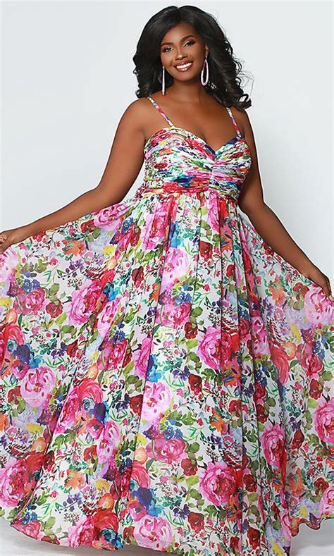 long plus floral print prom dress by sydney s closet floral print prom dress printed prom