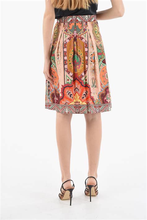 Etro Cotton Poplin Skirt With Iconic Paisley Motif Women Glamood Outlet