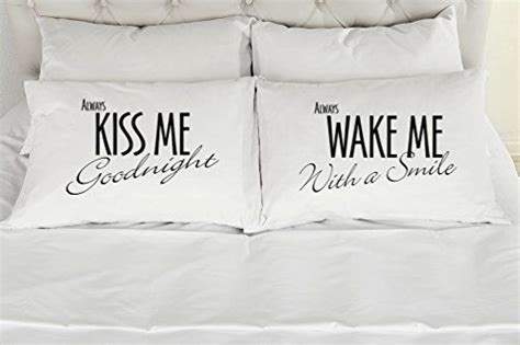 303t Set Of 2 Standardqueen Always Kiss Me Goodnight Couples Pillow Cases Printed Pillowcases