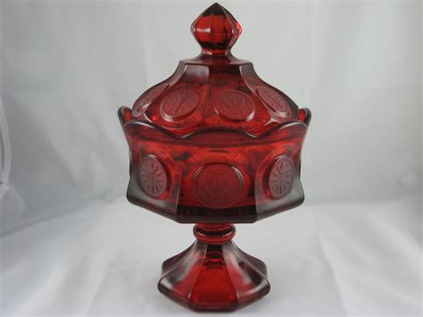 Fostoria Red Coin Glass Wedding Bowl And Lid Fostoria Fostoria Glass Antique Glass