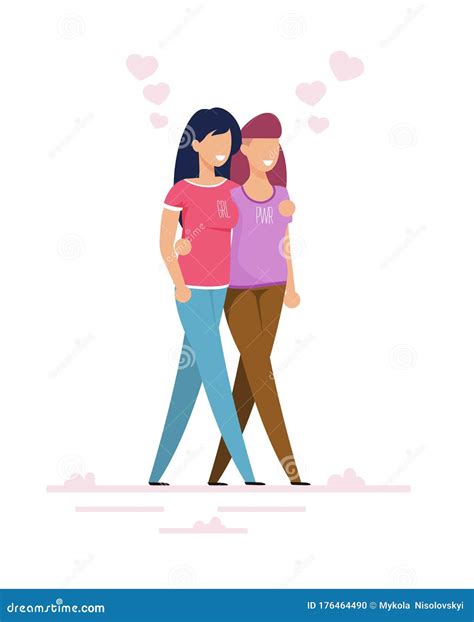female lesbians couple walking together cartoon stock vector illustration of female flirt