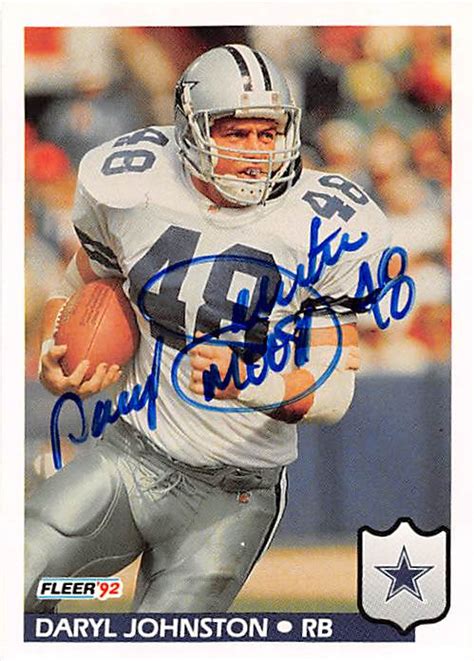 Daryl Moose Johnston Autographed Football Card Dallas Cowboys Nfl