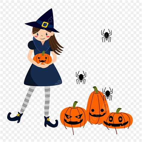 Gambar Halloween Penyihir Penyihir Penyihir Labu Labu Laba Laba Laba