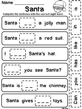 Patrick's day math and literacy no prep freebie. Free Christmas Sight Word Cut and Paste No Prep Activity ...