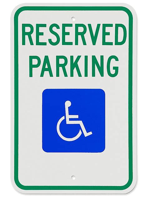 Reserved Parking Handicapped Sign 12 X 18 H 1661 Uline
