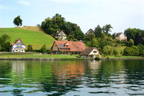 Homes On Lake Lucerne Editorial Photography Image Of Landscape 67076562