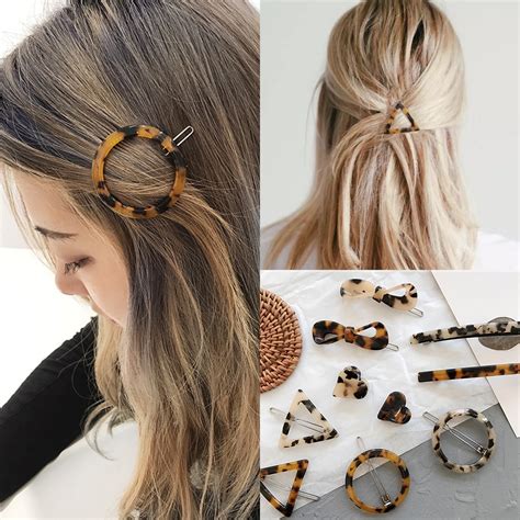 Woman Simple Tortoiseshell Hair Clip Retro Leopard Print Geometric Bow