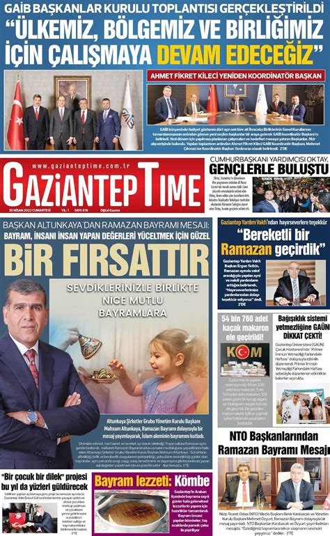 01 Mayıs 2022 tarihli Gaziantep Time Gazete Manşetleri