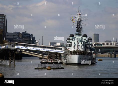 Hms Belfast On The River Thames London England Stock Photo Alamy