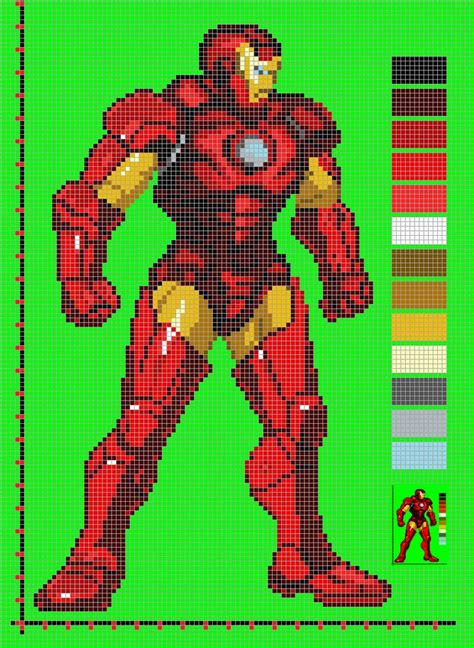 Iron Man Hama Beads Dibujos Pixelados Plantillas Hama Beads