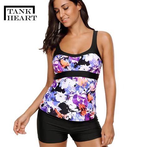 Thank Heart New Retro Print Poto Sexi Tankini Plus Size Swimwear Tankini Swimsuits Women Two