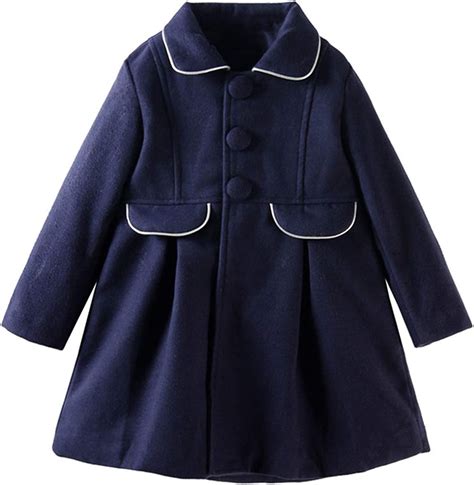 Mebake Little Girls Winter Coats Wool Single Breasted Solid Princess