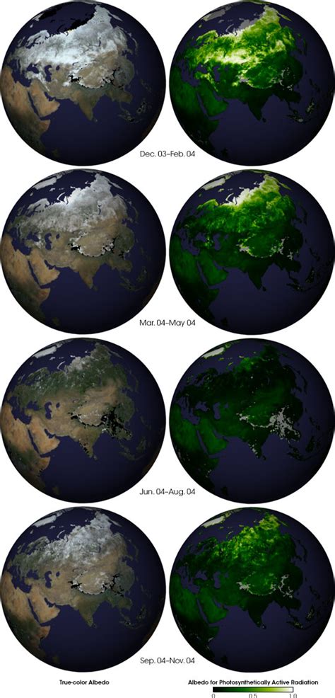 Seasonal Changes In Earths Surface Albedo Image Of The Day