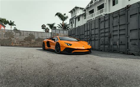 Download Wallpapers Lamborghini Aventador Lp700 4 Front View Orange