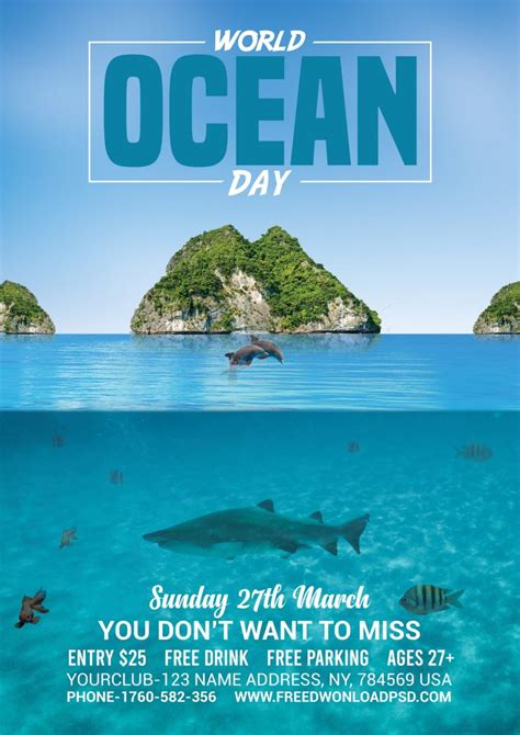 Ocean Day Flyer Templatesocial Media Post